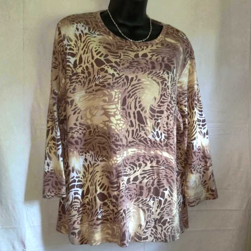 🗺️ Salon Studio Tiger King Animal Print Tunic Vintage Top All Season Trendy EUC